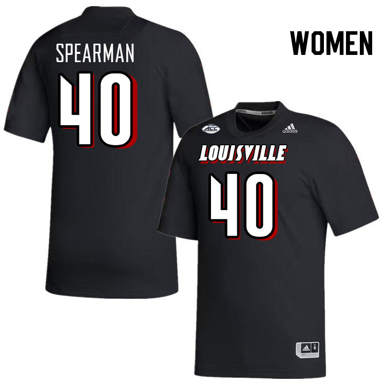 Women #40 Jaiden Spearman Louisville Cardinals College Football Jerseys Stitched-Black